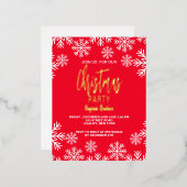 Carte d'Invitation de fête unique rouge neige (Recto/Verso)