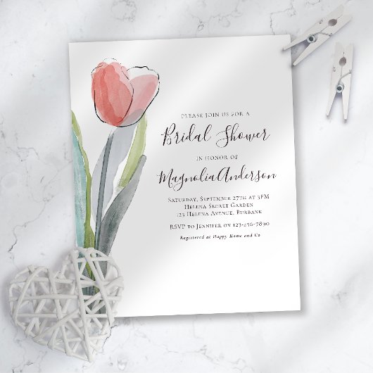 Carte d'invitation de fiançailles à motif tulipe à