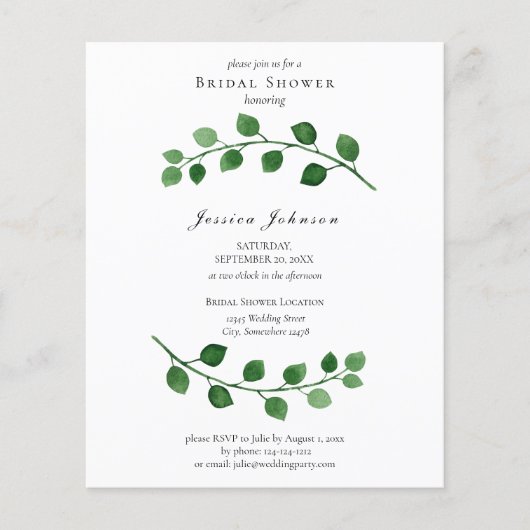 Carte d'invitation de fiançailles au eucalyptus éc (Devant)