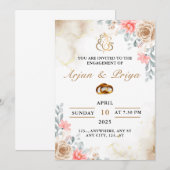 Carte d'invitation de fiançailles indien, cérémoni (Devant / Derrière)