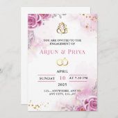 Carte d'invitation de Fiançailles indien, modifiab (Devant / Derrière)