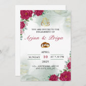 Carte d'invitation de fiançailles indienne, cérémo (Devant / Derrière)