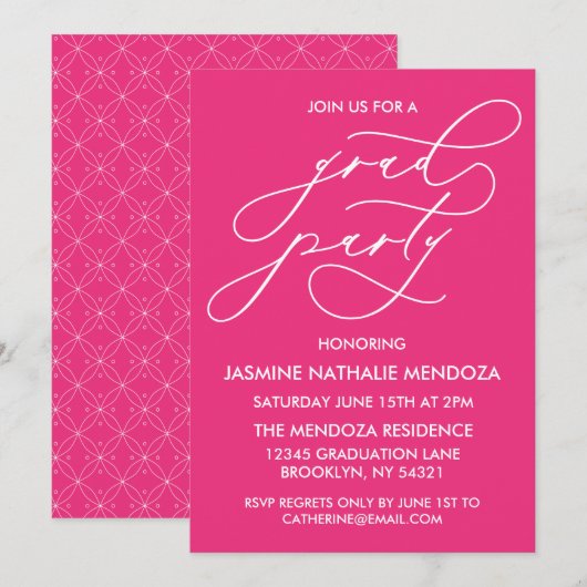 CARTE D'INVITATION DE FIN D'ÉTUDES EN CALLIGRAPHIE (Devant / Derrière)