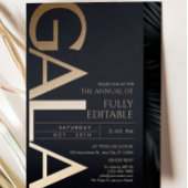 Carte d'invitation de gala moderne noir et or
