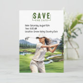 Carte d'invitation de Golf Party aquarelle avec go (Debout devant)