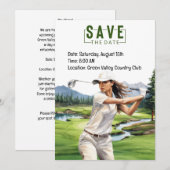 Carte d'invitation de Golf Party aquarelle avec go (Devant / Derrière)