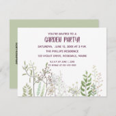 Carte d'invitation de Jardin aquarelle modifiable (Devant / Derrière)