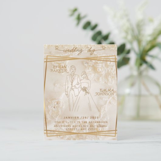 Carte d'invitation de jour de mariage  (Debout devant)