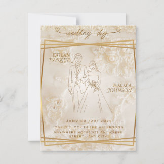 Carte d'invitation de jour de mariage 