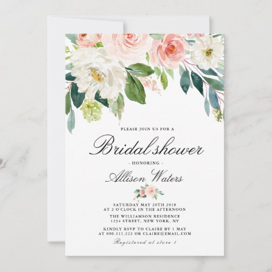 carte d'invitation de la douche nuptiale (Devant)