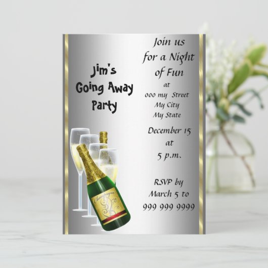 Carte d'invitation de la fête d'adieu (Debout devant)