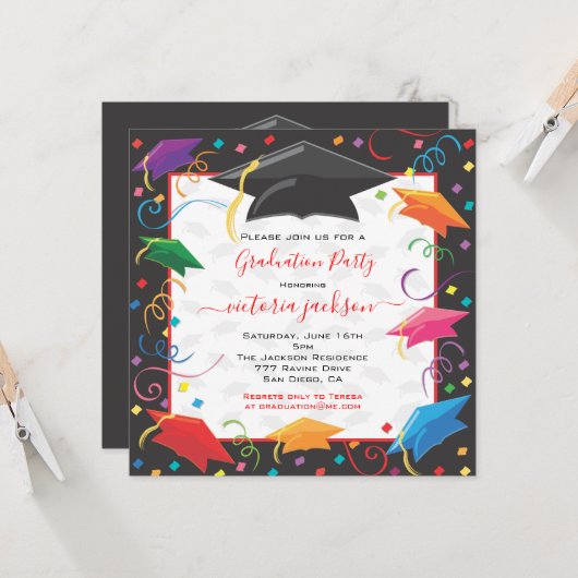 Carte d'invitation de la fête de la remise des dip (Devant/Arrière en situation)