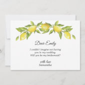 Carte d'invitation de la fête de mariée de citrons (Dos)