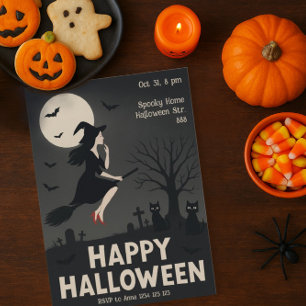 Carte d'invitation de la fête d'Halloween sorcière