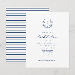 Carte d'invitation de la Marine Blue Crest Bridal 