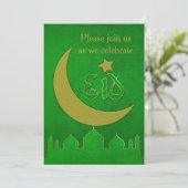 Carte d'invitation de la mosquée verte dorée d'Eid (Debout devant)