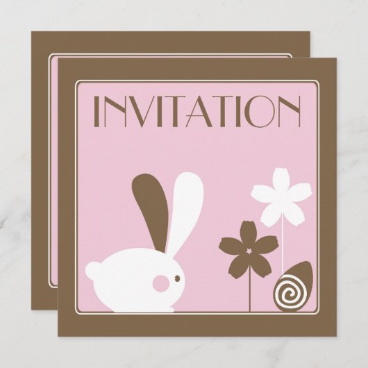 Carte d'invitation de lapin de Pâques (Devant / Derrière)