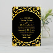 Carte d'invitation de luxe doré pour mariage feuil (Debout devant)