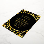 Carte d'invitation de luxe doré pour mariage feuil (Rotation)