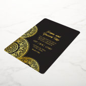 Carte d'invitation de luxe noire et or Feuille d'o (Rotation)