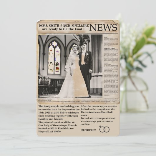 " CARTE D'INVITATION DE MARIAGE " (Debout devant)