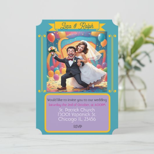 " CARTE D'INVITATION DE MARIAGE " (Debout devant)