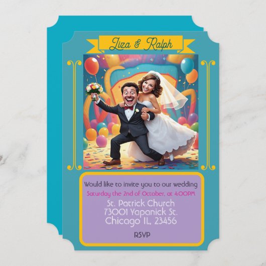 " CARTE D'INVITATION DE MARIAGE " (Devant / Derrière)