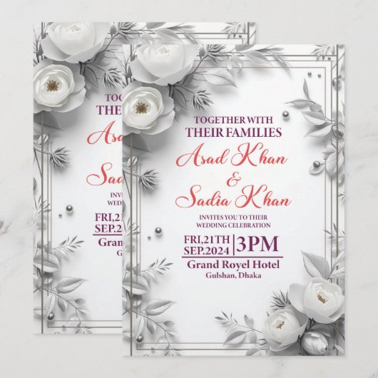 carte d'invitation de mariage (Devant / Derrière)