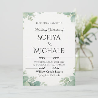Carte d'invitation de mariage 2026 Design simple e