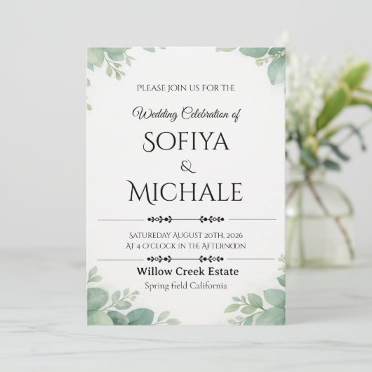 Carte d'invitation de mariage 2026 Design simple e (Debout devant)