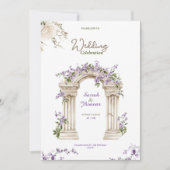 carte d'invitation de mariage à arche florale beig (Devant)