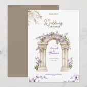 carte d'invitation de mariage à arche florale beig (Devant / Derrière)