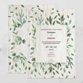 Carte d'invitation de mariage à bordure de verdure (Devant / Derrière)