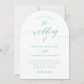 Carte d'invitation de mariage à calligraphie Aqua (Devant)