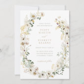Carte d'invitation de mariage à code QR avec fleur (Devant)