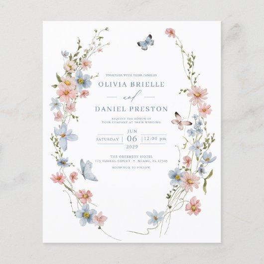 Carte d'invitation de mariage à code QR avec fleur (Devant)