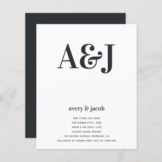 Carte d'invitation de mariage à code QR Budget Mon (Devant / Derrière)