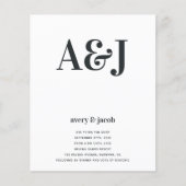 Carte d'invitation de mariage à code QR Budget Mon (Devant)