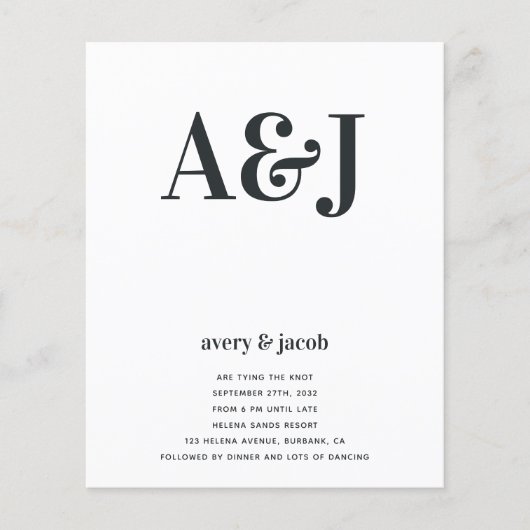 Carte d'invitation de mariage à code QR Budget Mon (Devant)