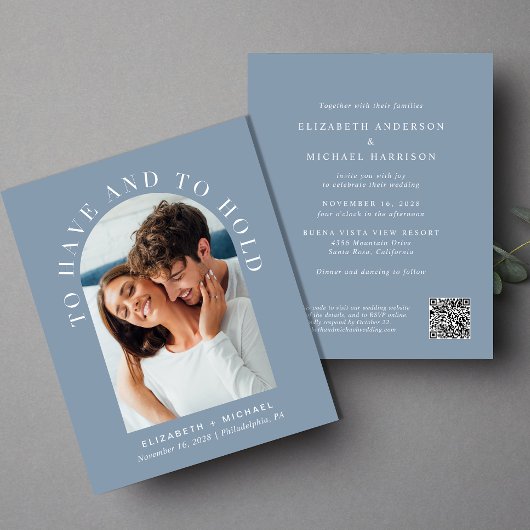 Carte d'invitation de mariage à code QR photo Budg