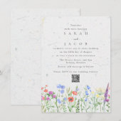Carte d'invitation de mariage à code QR pour jardi (Devant / Derrière)