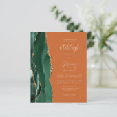 Carte d'invitation de mariage à code QR vert émera (Debout devant)