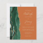 Carte d'invitation de mariage à code QR Vert Émera (Devant)