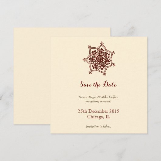 Carte d'invitation de mariage à conserver marron b (Devant / Derrière)