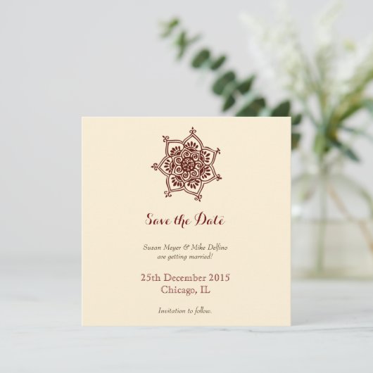 Carte d'invitation de mariage à conserver marron b (Debout devant)