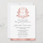 Carte d'invitation de mariage à crête en or rose c (Devant)