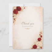 Carte d'invitation de mariage à fleurs rouges (Dos)