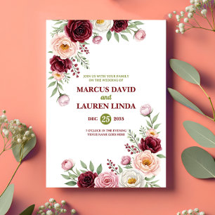 Carte d'invitation de mariage à fleurs sauvages Bu