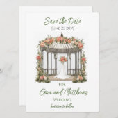 Carte d'invitation de mariage à Gazebo avec Save t (Devant / Derrière)