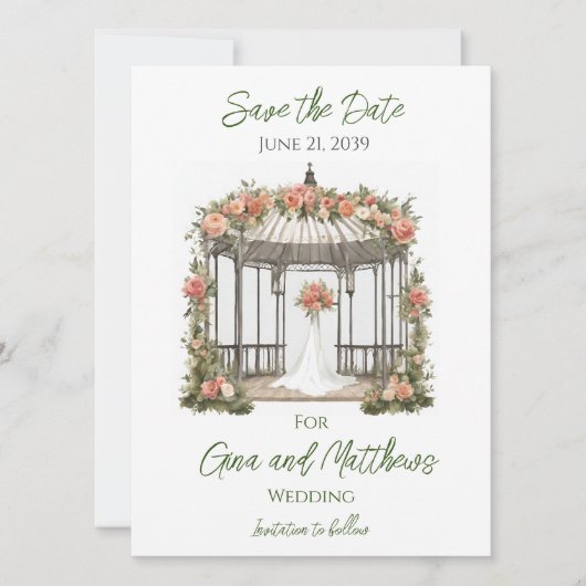 Carte d'invitation de mariage à Gazebo avec Save t (Devant)